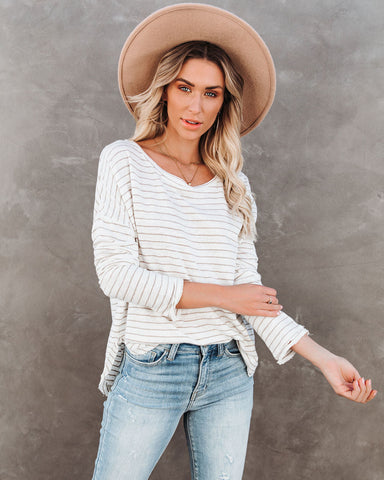 Well Loved Striped Knit Top - Sand