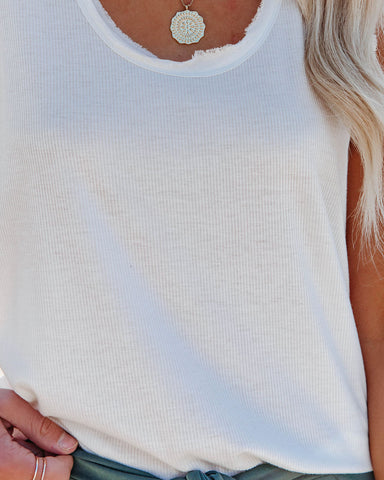 West End Scoop Knit Tank - White