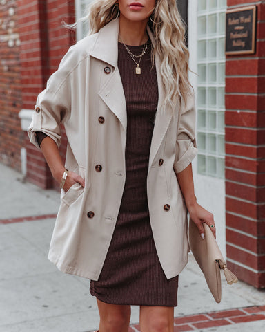 Westley Pocketed Lightweight Trench Coat - Taupe