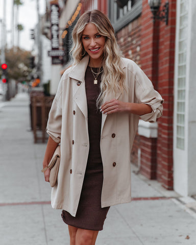 Westley Pocketed Lightweight Trench Coat - Taupe