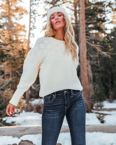 Where Flowers Bloom Cotton Blend Sweater - Ivory