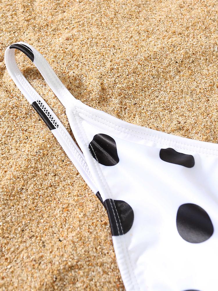 White Polka Dot Bow One-Piece Swimsuit