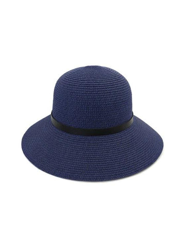 Wide Brim Straw Hat With Leather Detail