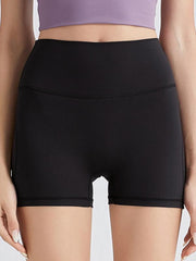Wide Waistband Duirky-dry Solid Biker Shorts