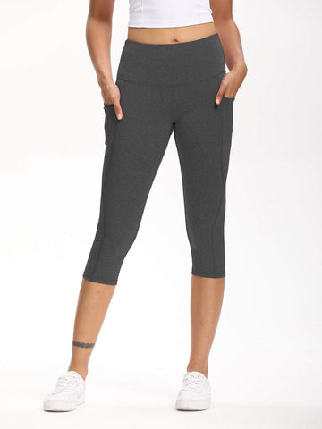 Wide Waistband Pocket Capri Sports Leggings