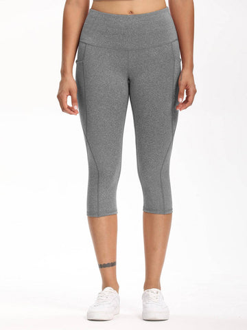 Wide Waistband Pocket Capri Sports Leggings