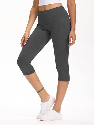 Wide Waistband Pocket Capri Sports Leggings