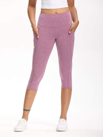 Wide Waistband Pocket Capri Sports Leggings