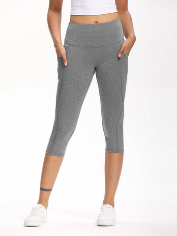 Wide Waistband Pocket Capri Sports Leggings