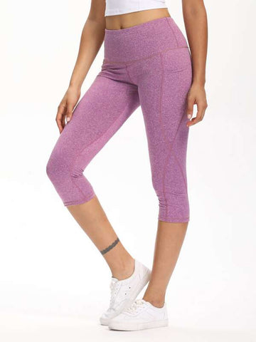 Wide Waistband Pocket Capri Sports Leggings