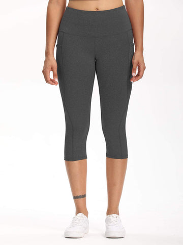 Wide Waistband Pocket Capri Sports Leggings