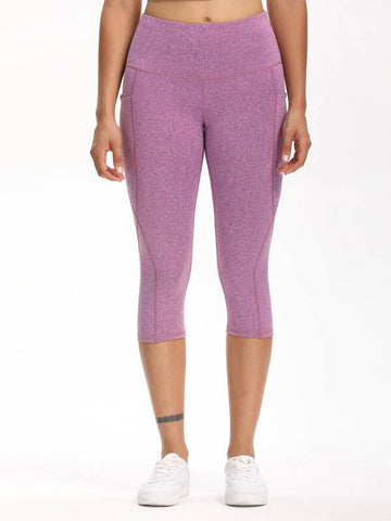 Wide Waistband Pocket Capri Sports Leggings