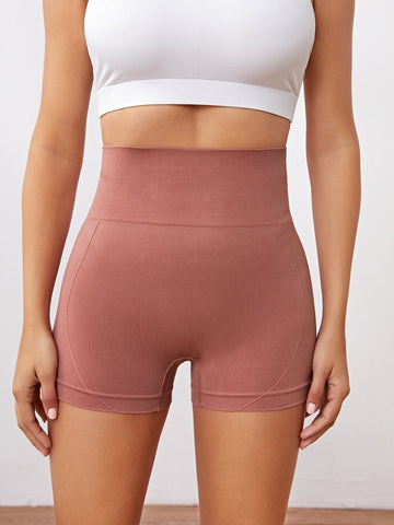 Wide Waistband Solid Biker Shorts