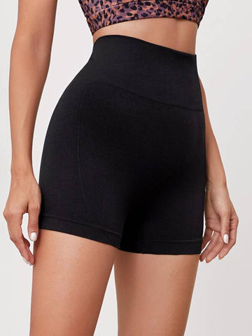 Wide Waistband Solid Biker Shorts