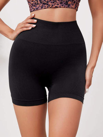 Wide Waistband Solid Biker Shorts