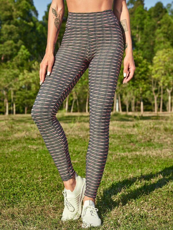 Wideband Waist Color-block Sports Leggings