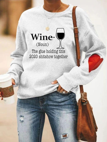 Sweat-shirt en forme de cœur avec verre à vin