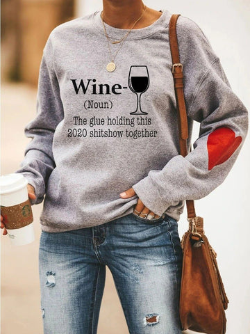 Sweat-shirt en forme de cœur avec verre à vin