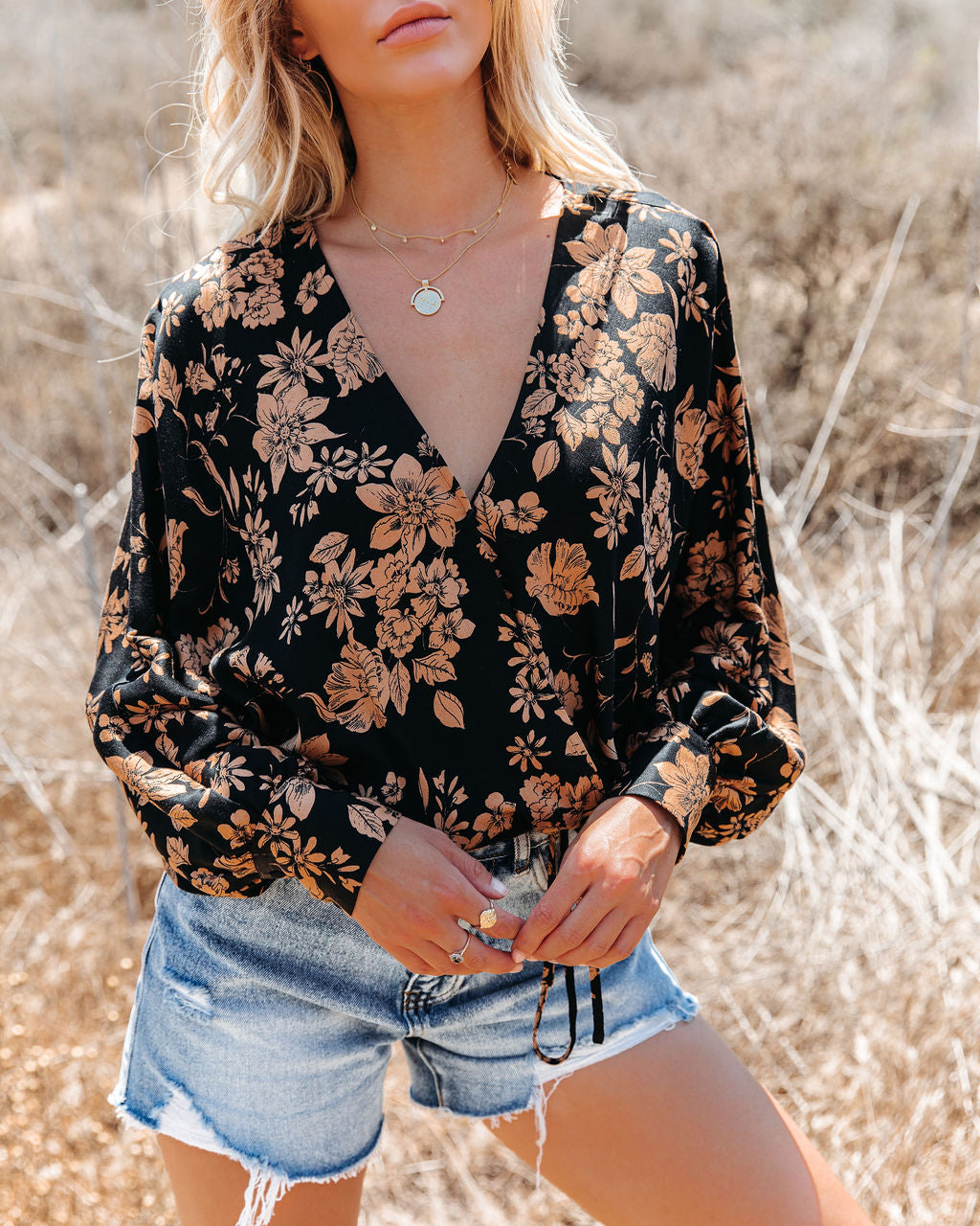 Wish You Well Floral Drape Blouse
