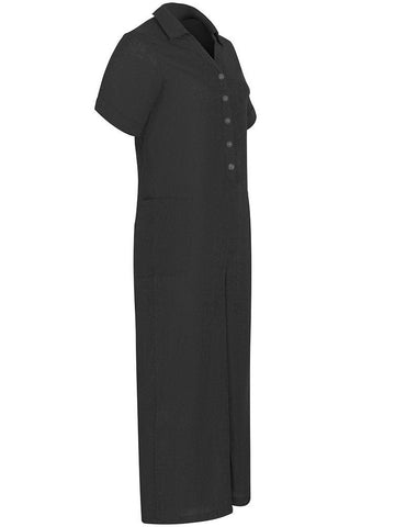 Solid Color Short Sleeve Button Up Jumpsuit