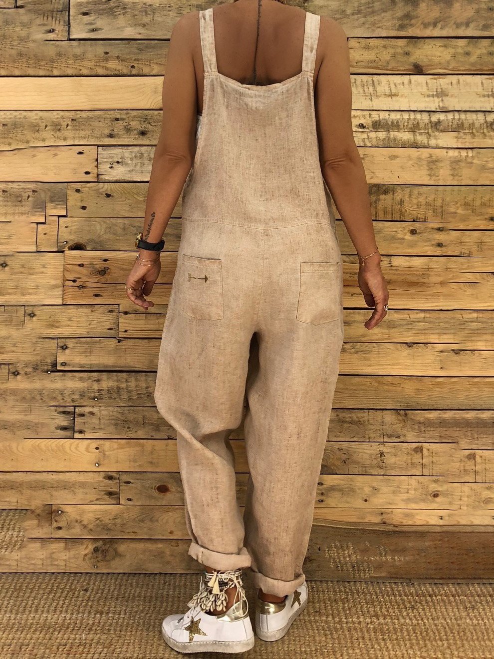 Solid Color Suspender Jumpsuit