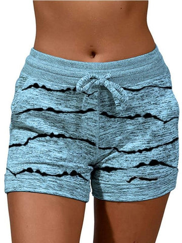 Stripe Printed Drawstring Shorts