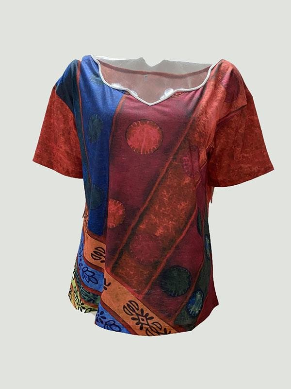 Women Graphic Printed V Neck Short Sleeve T-shirts