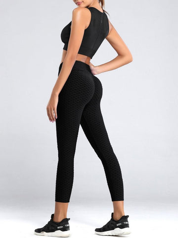 Damen Leggings Booty Lifting Hohe Taille Bauchkontrolle Workout Sport Yogahose 