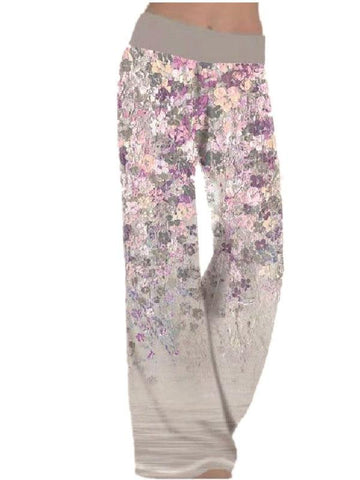 Women Loose Flroal Printed Yoga Loose Sport Pants