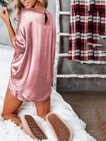 Women Solid Color Short Sleeve Top & Shorts Set
