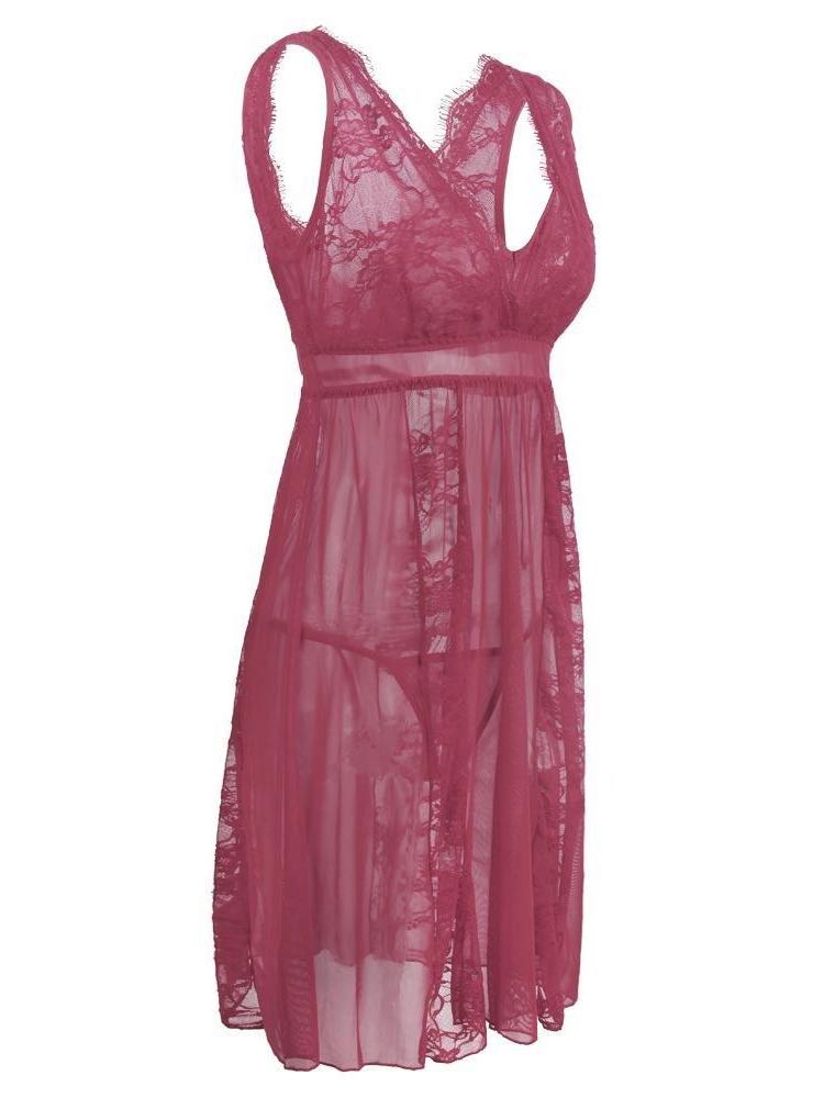 Women Transparent Lace Sling Nightdress