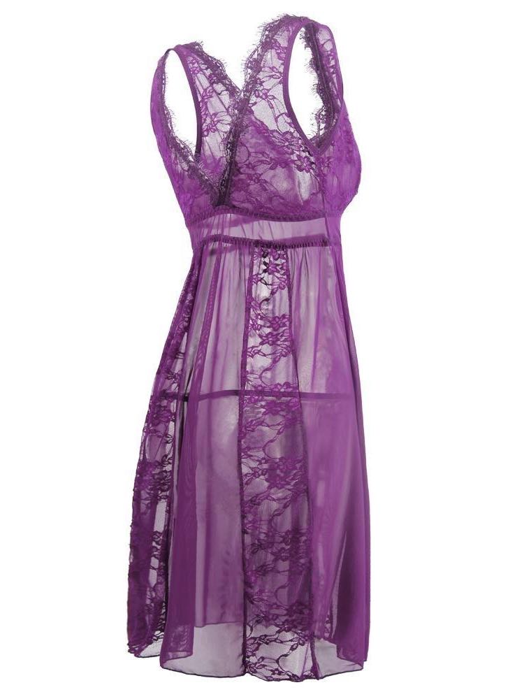 Women Transparent Lace Sling Nightdress