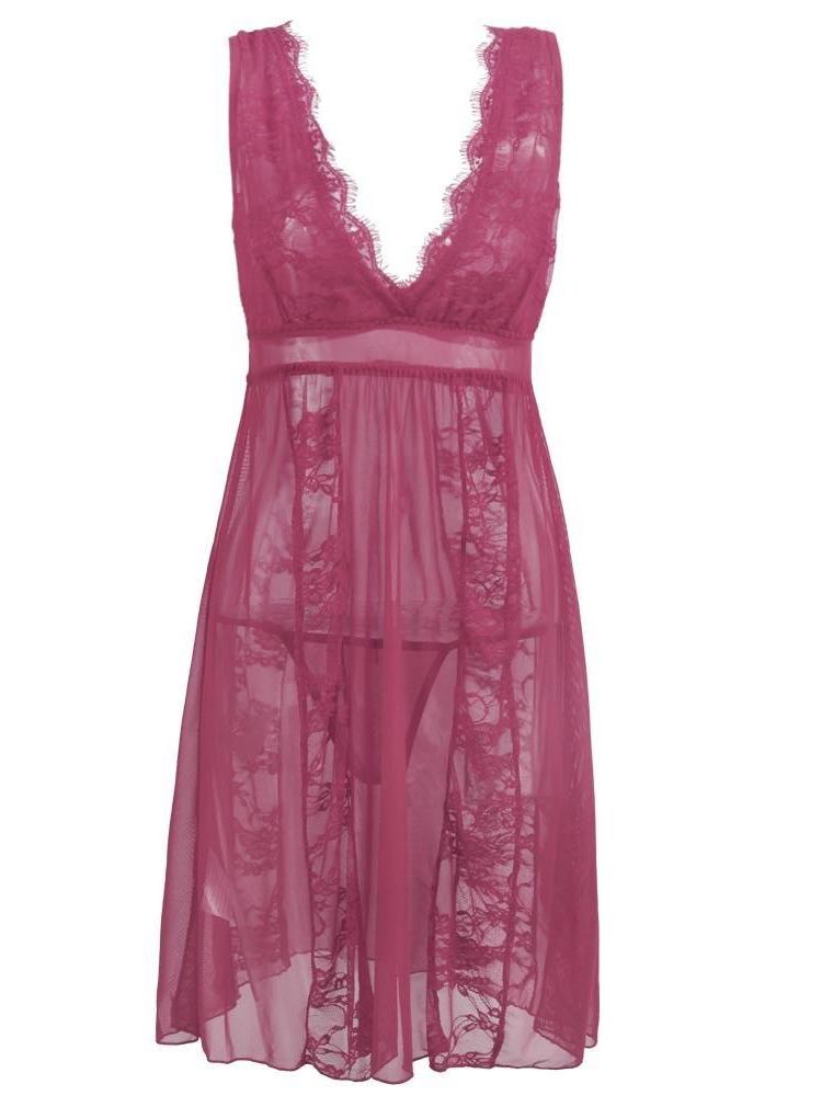 Women Transparent Lace Sling Nightdress