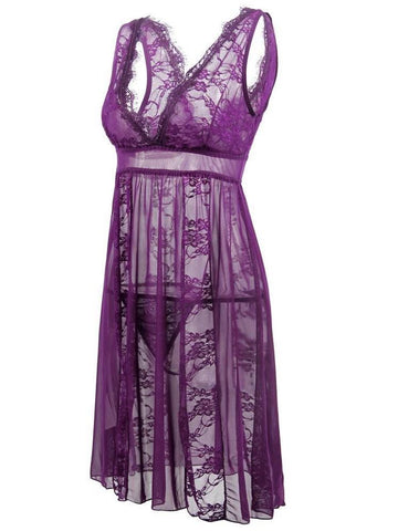 Women Transparent Lace Sling Nightdress