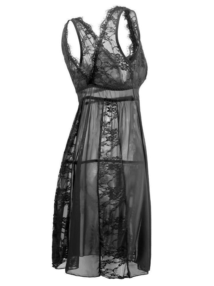 Women Transparent Lace Sling Nightdress