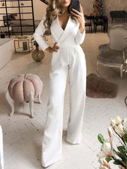 Solid Long Sleeve Slim Fit Jumpsuit