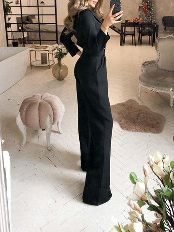 Solid Long Sleeve Slim Fit Jumpsuit