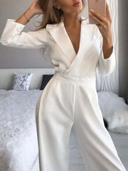 Solid Long Sleeve Slim Fit Jumpsuit