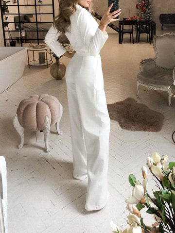 Solid Long Sleeve Slim Fit Jumpsuit