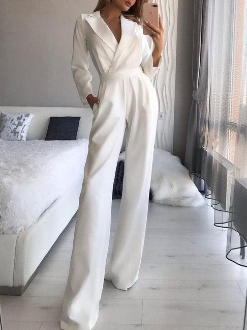 Solid Long Sleeve Slim Fit Jumpsuit