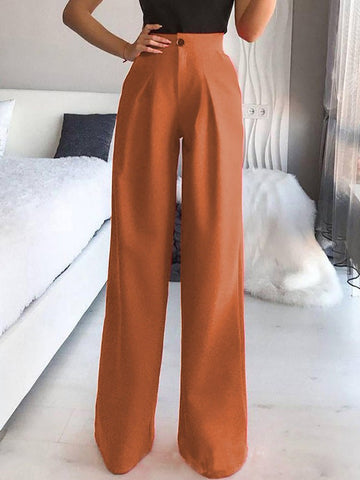 Pants Solid Casual Straight Wide Leg Pants