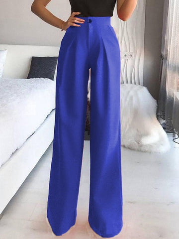 Pants Solid Casual Straight Wide Leg Pants