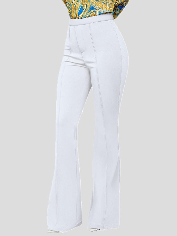 Pants Solid Slim High Waist Flared Pants