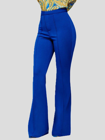 Pants Solid Slim High Waist Flared Pants