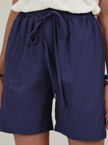 Shorts Casual Solid Drawstring Cotton Linen Short