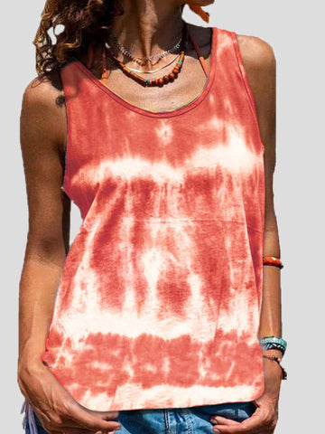 Tie-Dye Print Sleeveless Tank Top