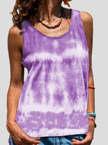 Tie-Dye Print Sleeveless Tank Top