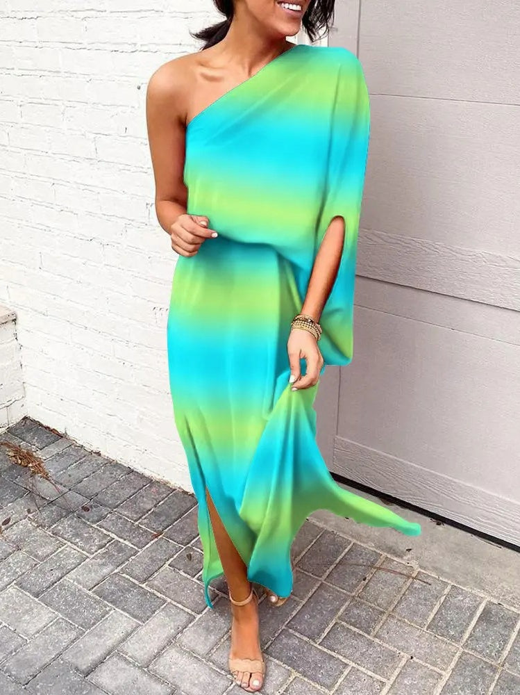 Sloped Shoulder Loose Bohemian Dress