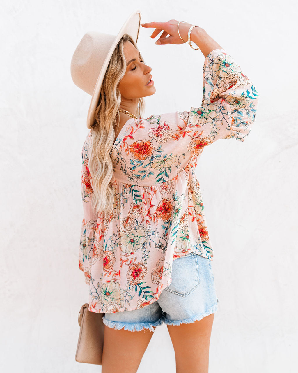 You Look Perfect Floral Button Down Babydoll Top