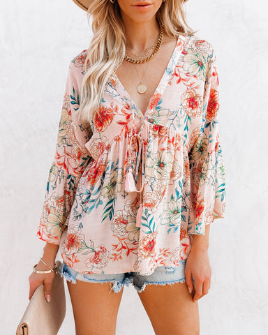 You Look Perfect Floral Button Down Babydoll Top